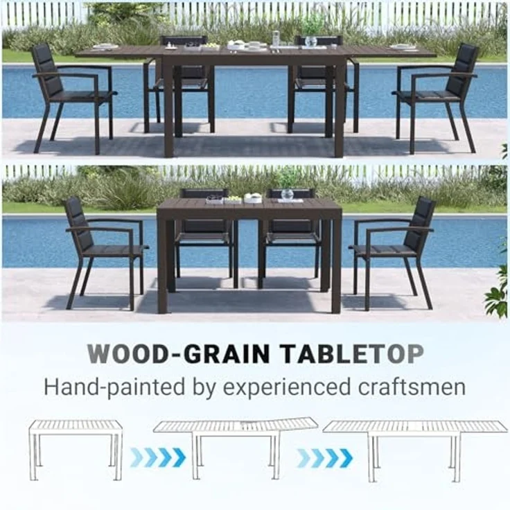 JUMMICO Garten Balkon Möbel Set Aluminium Leichtgewicht Stapelbare Stühle mit Textilpolster Stabil und Einfach Montiert,4 Personen Set – Bild 3