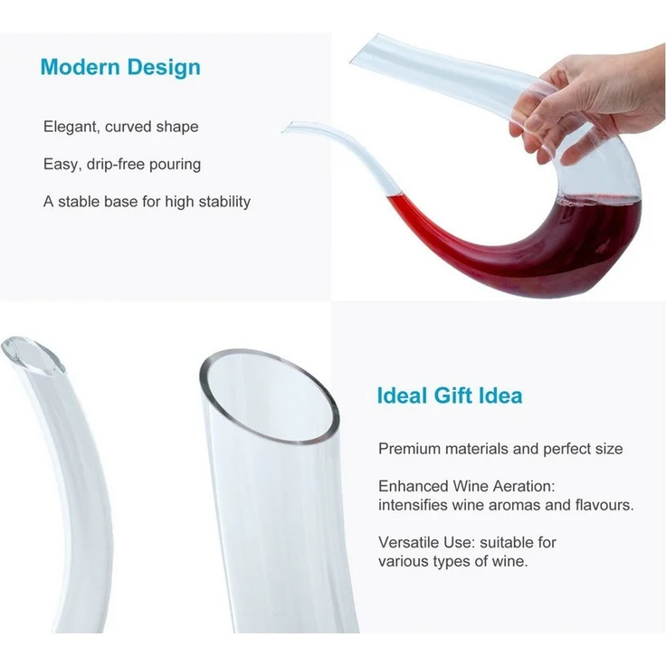 Intirilife Dekanter Weinkaraffe Rotweinkaraffe Dekanter Dekantierer Glaskaraffe 1200 ml, (1-tlg, 1x Dekanter), Wein Dekanter U-Form Glas Weinkaraffe Rotwein Dekantierer Weinbelüfter – Bild 3