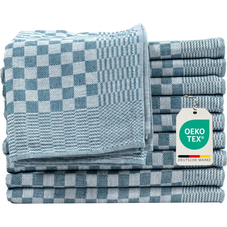 Müskaan - 10er Set Luxus Grubentücher 50x70 cm 100% Baumwolle 210 g/m² Spühltuch Küchentücher Abwaschlappen 75g petrol