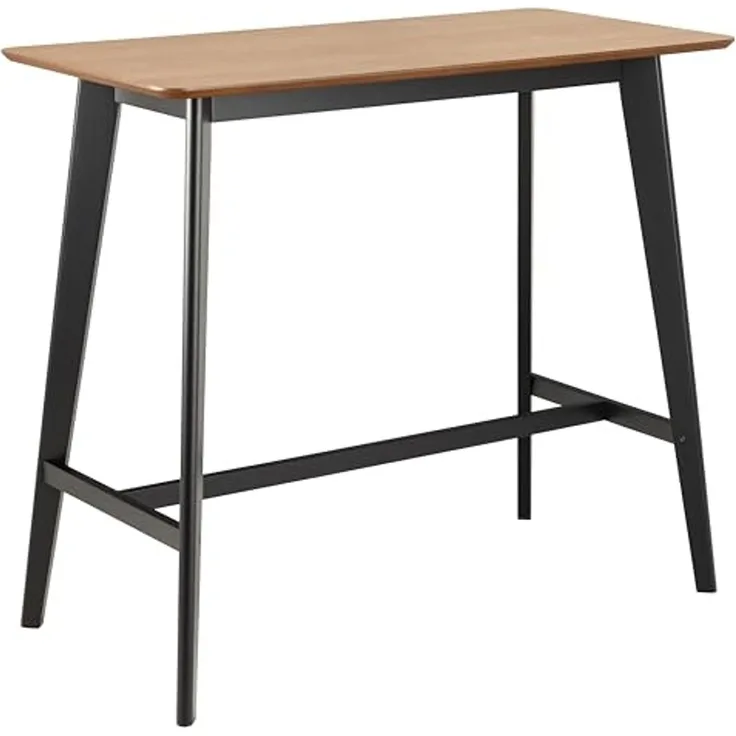 AC Design Furniture Roxanne Bartisch mit Eichenfurnier Tischplatte und schwarzen Holzbeinen, kontrastreicher Hochtisch im modernen Retro-Stil, Barmöbel, Küchenmöbel, B: 120 x H: 105 x T: 60 cm