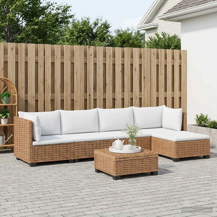 vidaXL 6 Stk. Rattan-Lounge-Set mit Kissen GENDT Naturrattan Natur 3429850 – Bild 3