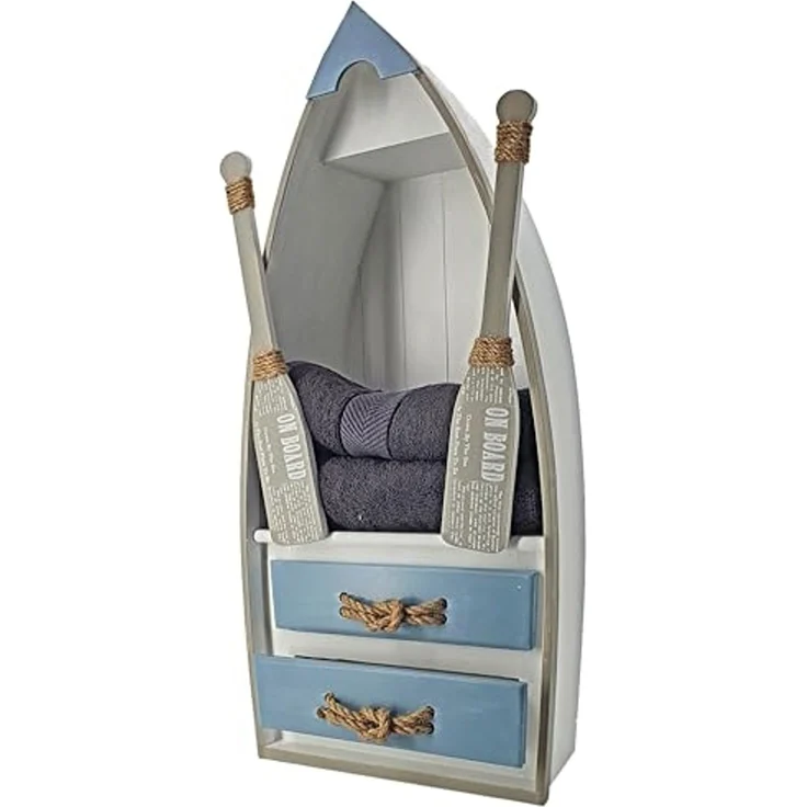 abc HOME Handtuchregal Ruderboot, Dekorativ, 2 Schubladen, Ablagefläche für Handtücher, Keine Montage – Bild 1
