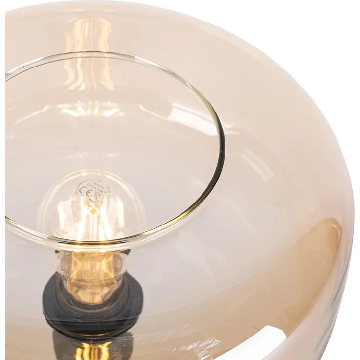 Qazqa Tischleuchte Bizle, ohne Leuchtmittel, E27, Beige, Art Deco, Glas, 1-flammig – Bild 3