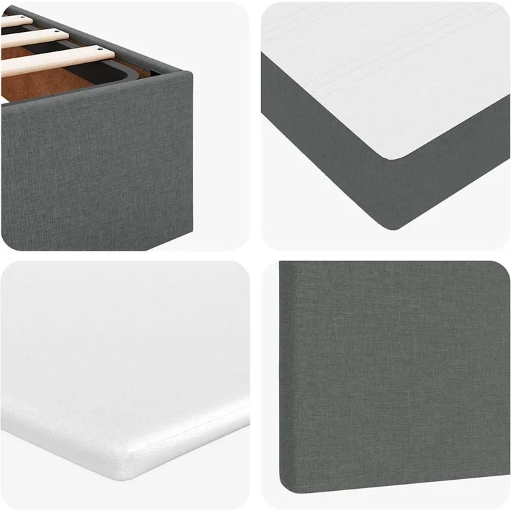 vidaXL Ottoman-Bett mit Matratze & LEDs Dunkelgrau 100x200 cm Stoff 3313900 – Bild 12