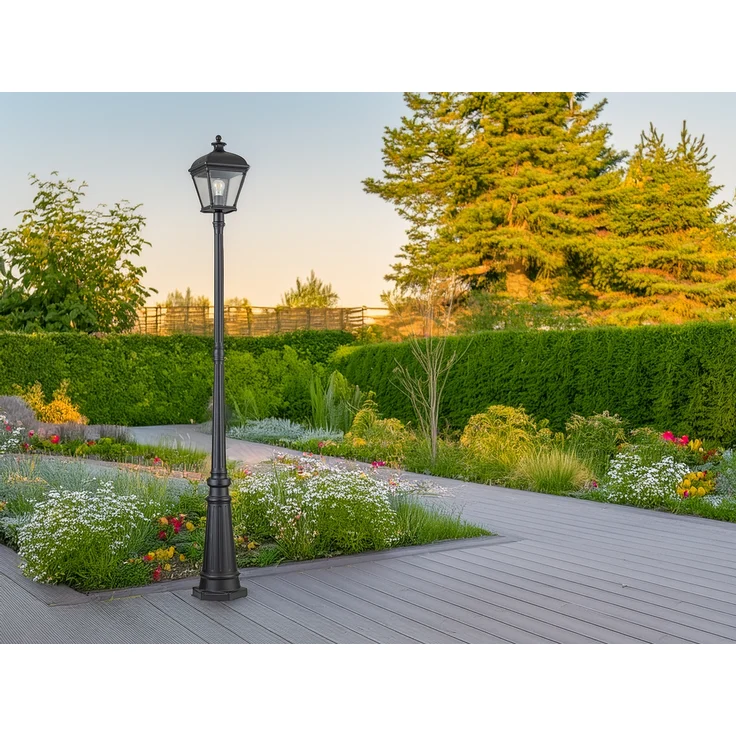 LED Straßenlaterne im Landhausstil Aluminium Schwarz, Höhe 216cm – Bild 5