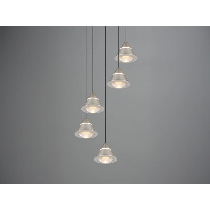 LED Cluster Pendelleuchte ROMEO höhenverstellbar, 5-flammig Silber Ø 28cm – Bild 5