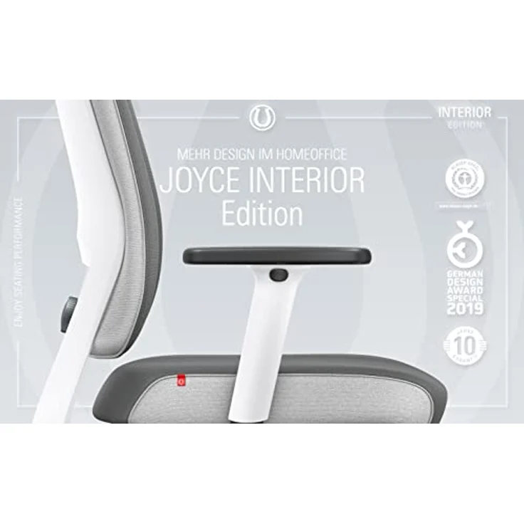 Interstuhl Joyce Interior Edition, ergonomischer Bürostuhl mit Synchromechanik, verstellbarer Rückenlehne und Lordose, Designer-Rollen, Grau | Hellgrau – Bild 4