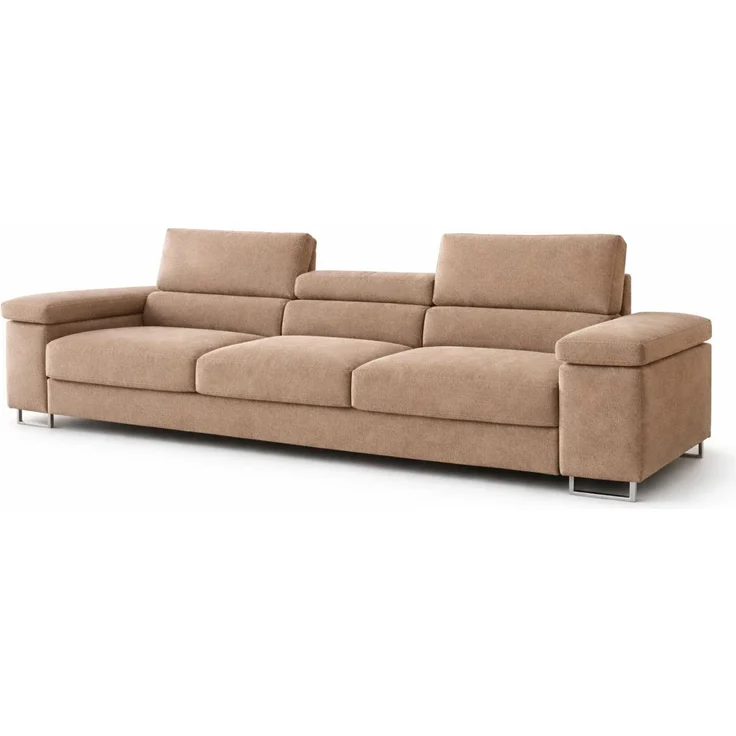 KRISAN MÖBEL Sofa ELIO in Creme, modernes Schlafsofa mit Schlaffunktion und verstellbaren Kopfstützen, 263 × 90 x 102 cm – Bild 1