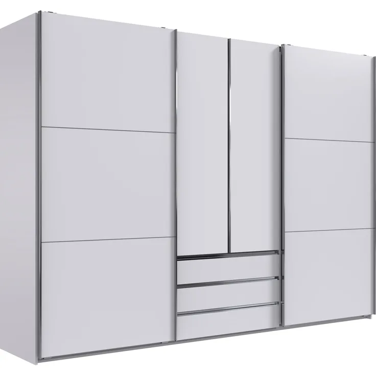Schwebetürenschrank >MAGIC< in WEISS - 300x216x65cm (BxHxT)