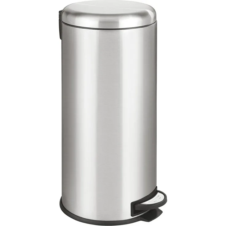 Wenko 'Leman' Treteimer mit Absenkautomatik und Easy-Close-Funktion, Edelstahl, 30 Liter, Silber