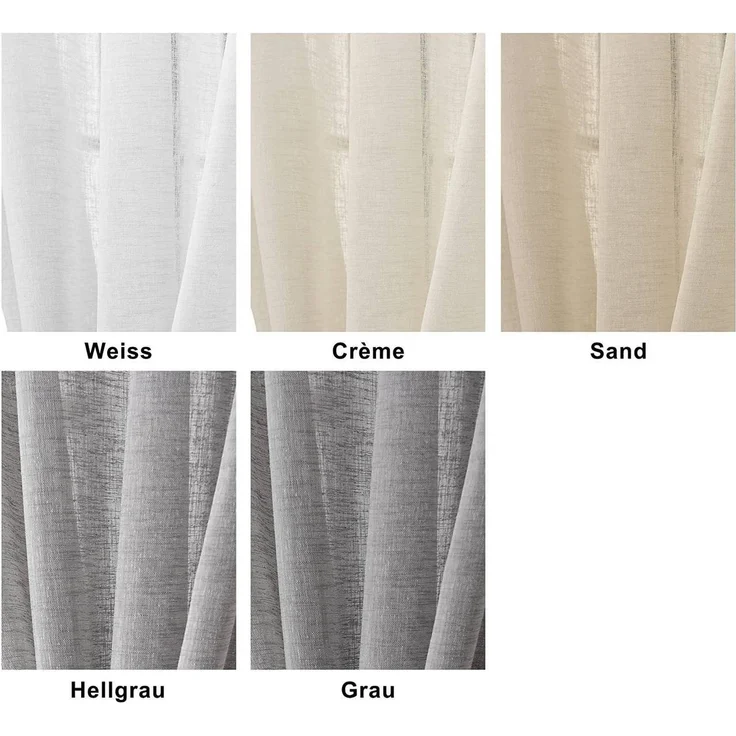 Woltu Gardine (2 St), transparent, Gardinen transparent mit Schlaufen Leinen Optik – Bild 2