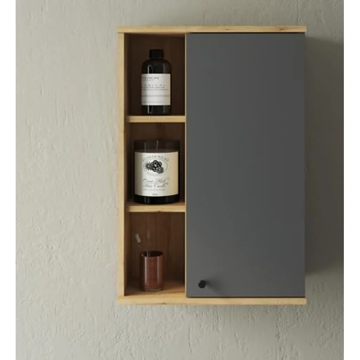 Badezimmer Hängeschrank Torsby in grau und Eiche 51 x 75 cm – Bild 5