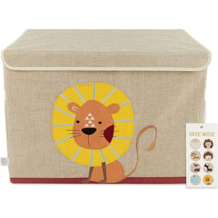 Grosse Spielzeugbox fürs Kinderzimmer, Löwe, natur, 36 x 36 x 51 cm, von Bieco