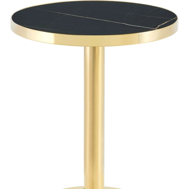 Runder Beistelltisch 59,5cm×59,5cm×73,5cm mit Marmoroptik – Tischplatte und goldfarbenem Edelstahlgestell – Bild 7