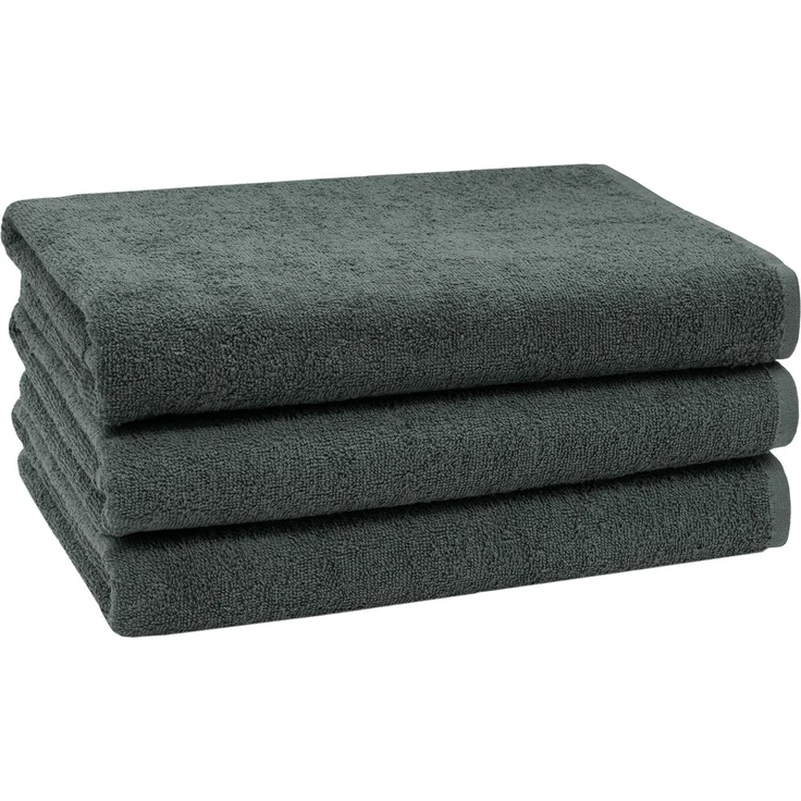 ZOLLNER 3er Set Duschtücher, 70x140 cm, 100% Baumwolle, dunkelgrau (anthrazit) – Bild 1