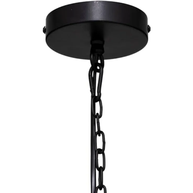 Atmosphera Silas 23 cm Pendelleuchte, Loft-Stil mit schwarzem Metall-Lampenschirm und Holzzubehör, E27 Fassung – Bild 5