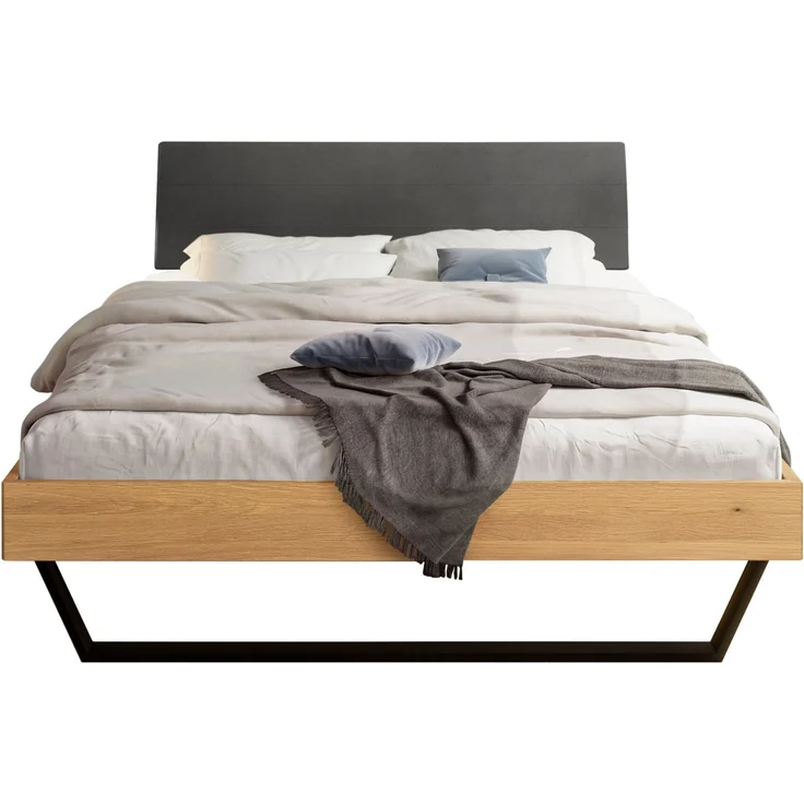 Hasena Bett Ariana Eiche bright mit Metallkufen 140x200 cm, Komforthöhe 25 cm – Trento – Bild 1