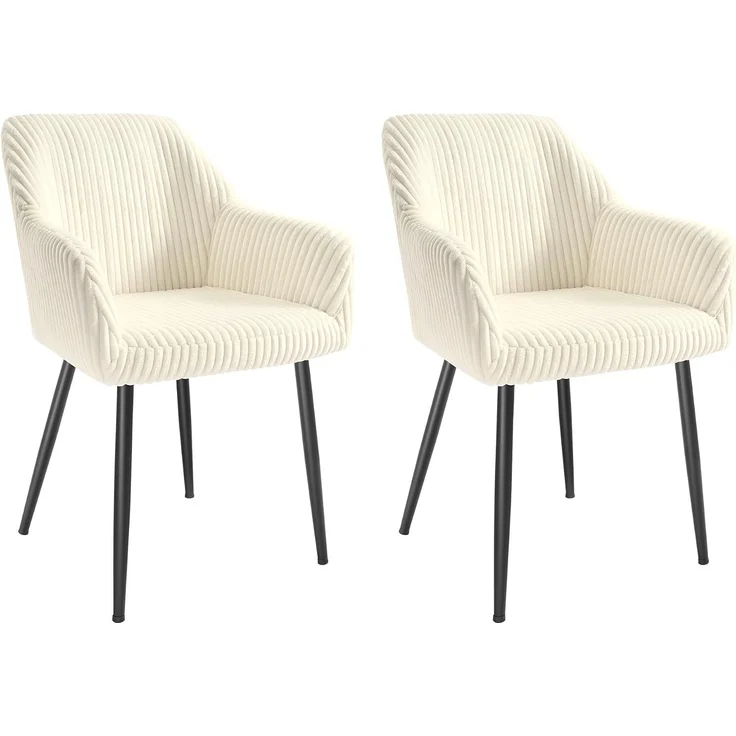 Esszimmerstuhl 2er Set, Sessel, Polsterstuhl mit Armlehnen, Metallbeine, Samtbezug, Sitzbreite 49 cm, max. 120 kg, für Arbeitszimmer, Wohnzimmer, Schlafzimmer – Bild 1