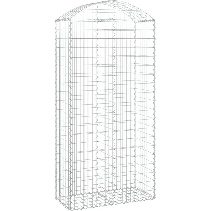 vidaXL Gabione mit Hochbogen 100x50x200/220 cm Verzinktes Eisen 153440 – Bild 2