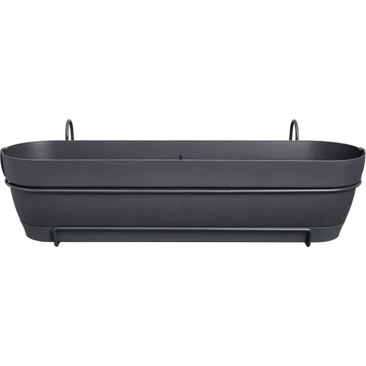 elho Vibia Campana Balkonkasten Allin1 70 mit Wasserreservoir - Übertopf für Balkon - 100% recyceltem Plastik - Ø 70. 4 x H 17. 7 cm - Schwarz/Anthrazit – Bild 2
