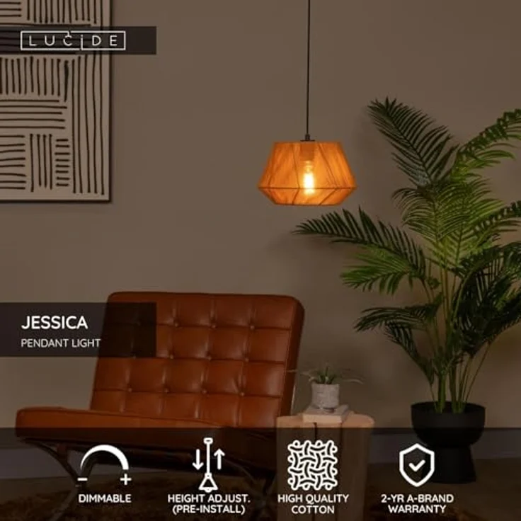 LUCIDE JESSICA Pendelleuchte, Ø 30 cm, höhenverstellbar, 1xE27, Terrakotta – Bild 3