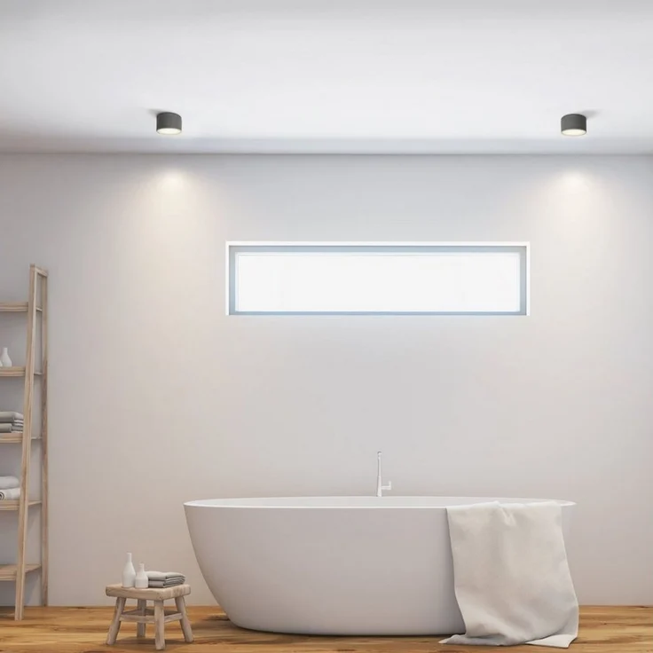 SSC-LUXon LED Außen-Deckenleuchte CELI-WX Aufbauspot flach IP44 Bad & Aussen anthrazit mit LED GX53 5W, Warmweiß bis Tageslicht – Bild 2