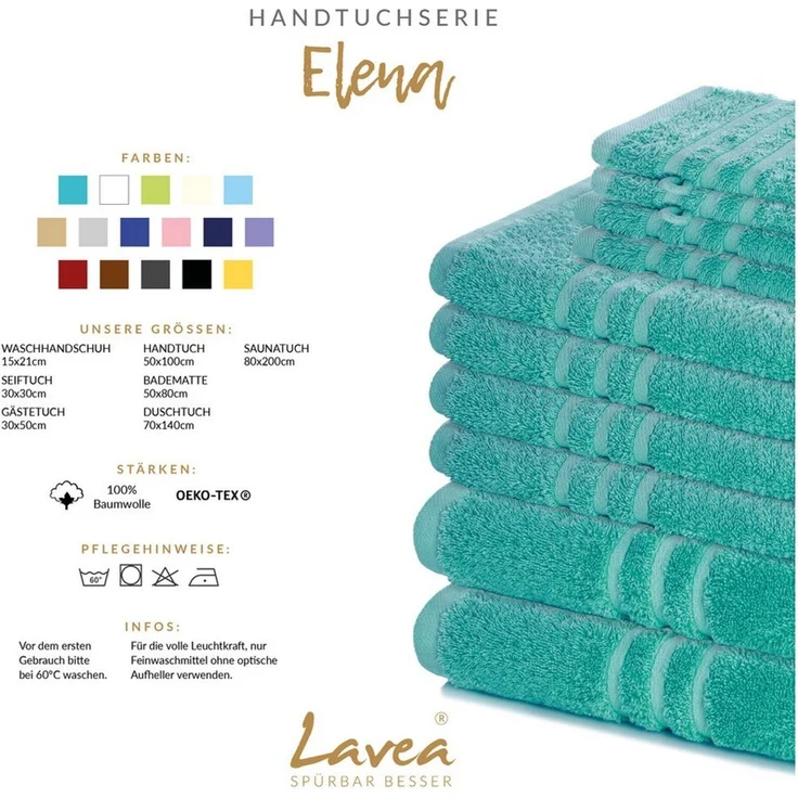 Lavea Gästehandtuch Elena, 30x50cm aus 100% Baumwolle, fusselfreies, pflegeleichtes hautfreundliches Gästehandtuch-Set (Set, 5-St), einzigartig weiche Frottee Gästehandtücher für jeden Hauttyp – Bild 2