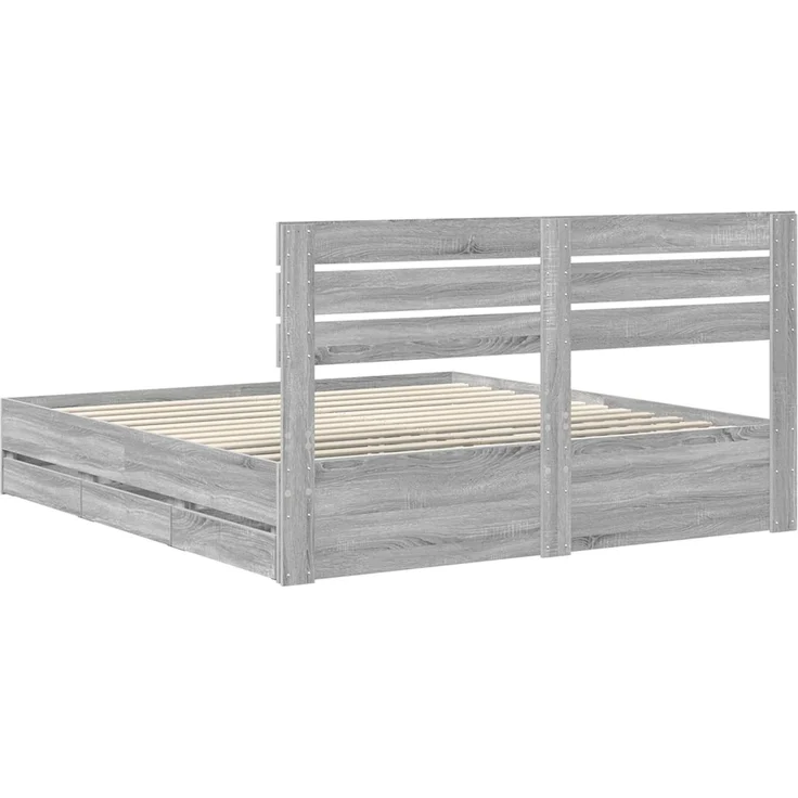 vidaXL Bettrahmen Graues Sonoma 200x200 cm Ingenieurs Holz 3411483 – Bild 9