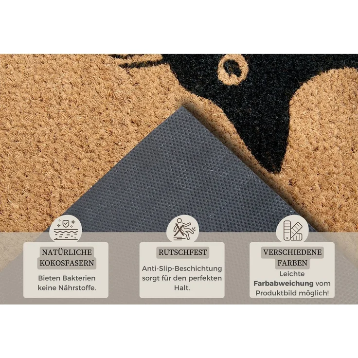 HANSE Home Fußmatte Mix Mats Kokos Cat Fan, Türmatte, rechteckig, Höhe: 15 mm, Kokos, Schmutzfangmatte, Outdoor, Rutschfest, Innen, Kokosmatte, Flur – Bild 3