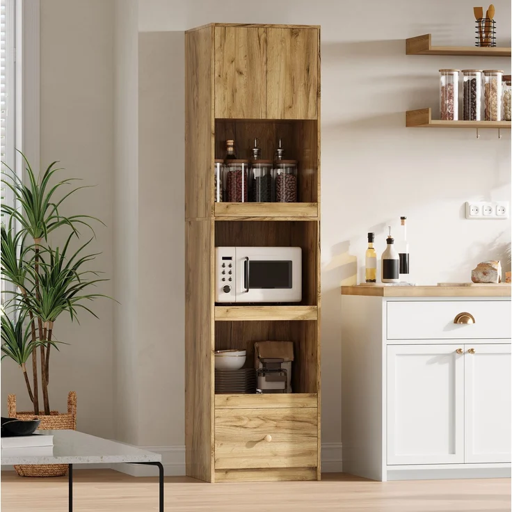 Küchenschrank 50 x 45 x 200 cm in Eichenoptik mit ausziehbaren Organizern und Schublade – Bild 5