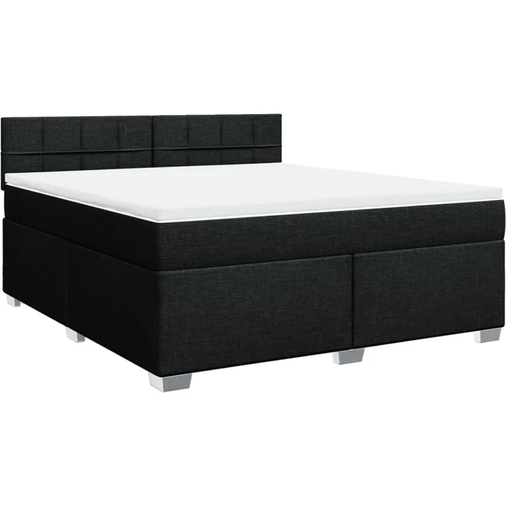 Boxspringbett mit Matratze, Stoff, Viereckige, grauer Fuß, Schwarz, 180x200 cm, true – Bild 3