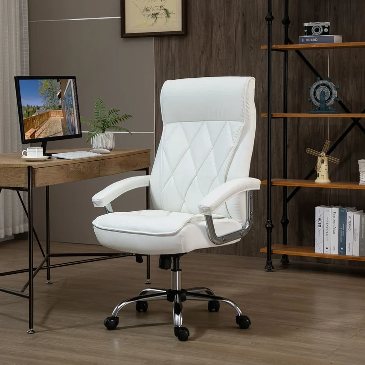 MELAYR, Bürostuhl, ergonomischer Schreibtischstuhl, 66 x 69 x 121 cm, Weiß – Bild 4