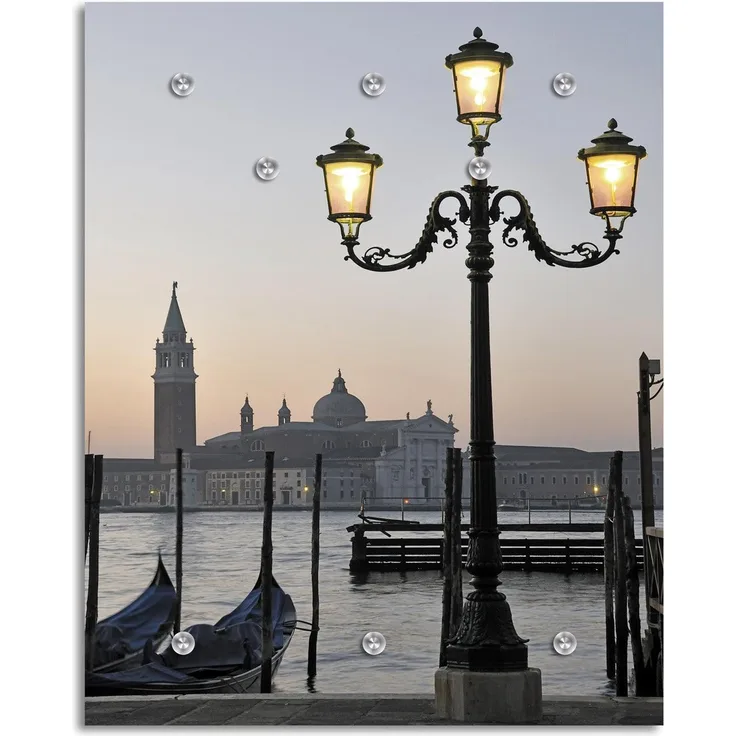Queence Garderobe - "Venice" Druck auf hochwertigem Arcylglas inkl. Edelstahlhaken und Aufhängung, Format: 100x120cm