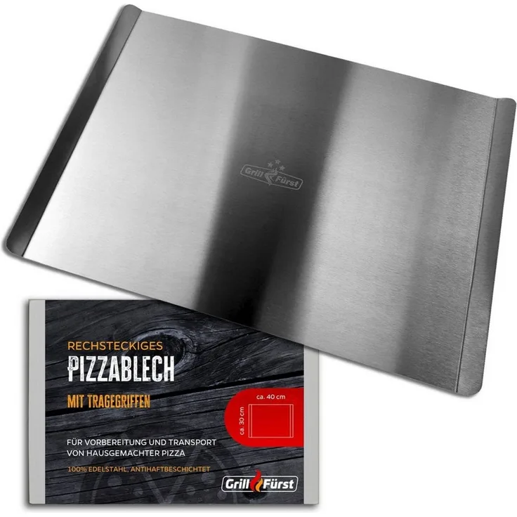 Grillfürst Aromaplanke Grillfürst Pizzablech Edelstahl, eckig, 40 cm x 30 cm