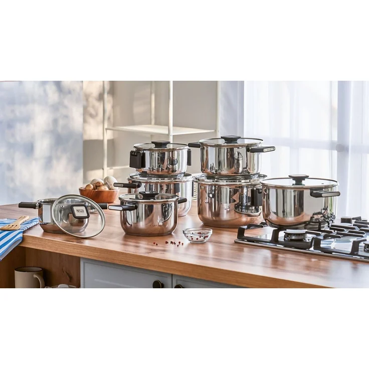 RESTO Kitchenware Kochtopf Anser, energiesparend und spülmaschinenfest, im Geschenkkarton, Edelstahl 18/10 (2-tlg), Geeignet für alle Herdarten, auch Induktion, mit klappbaren Griffen – Bild 4