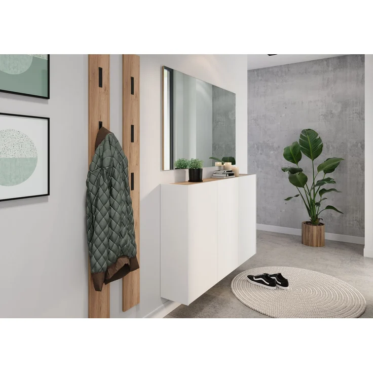 Germania Schuhschrank 1346-513 GW-Libbiano, in Weiß/Navarra-Eiche-Nb, mit geringer Tiefe, 138 x 87 x 25 cm (BxHxT) – Bild 4