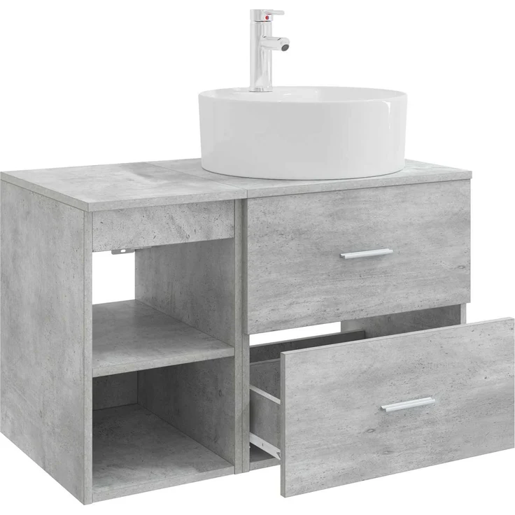 vidaXL Badezimmerschrank-Set 2 stk. Betongrau 79,5 x 44,5 x 76 cm 3403907 – Bild 4