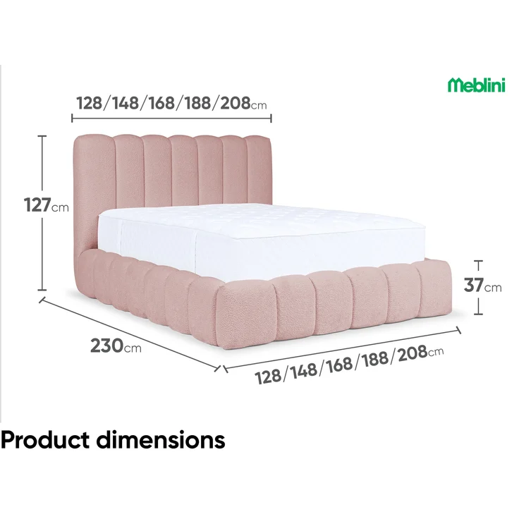 MEBLINI Polsterbett 140x200 mit Lattenrost ohne Matratze - CARLOS - Rosa Boucle - Bubble Bett - Cloud Bett - Marshmallow Bed - Kopfteil Bett mit Stauraum – Bild 7