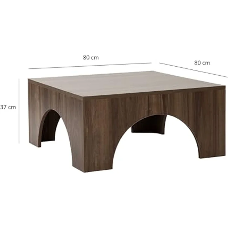 Hanah Home Stylish Walnut Coffee Table, 80 x 80 x 37 cm | 100% Melamine Coated Chipboard, 18 mm Thick, PVC Edge Bands | Modern Design, Easy Assembly – Bild 2