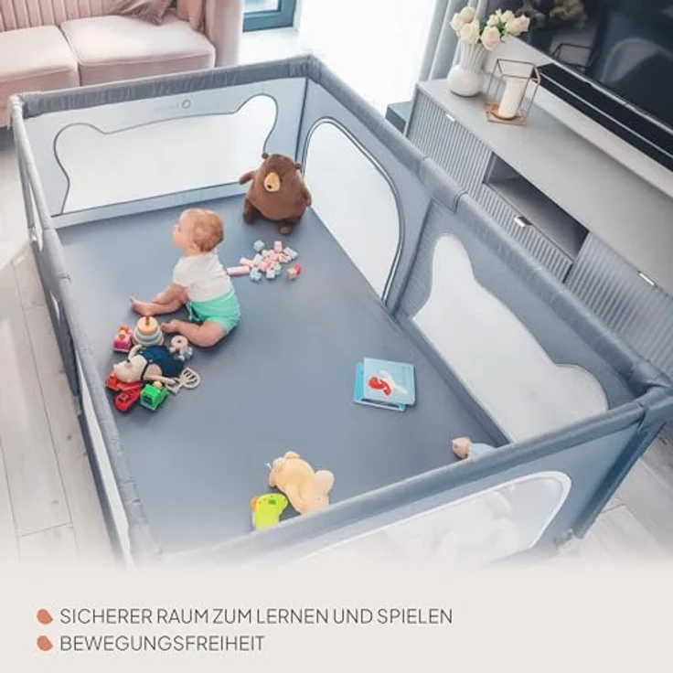 lionelo Laufgitter WILLOW XL oder WILLOW (Set), sehr große Spielfläche, 2 abschließbare Seiteneingänge – Bild 3