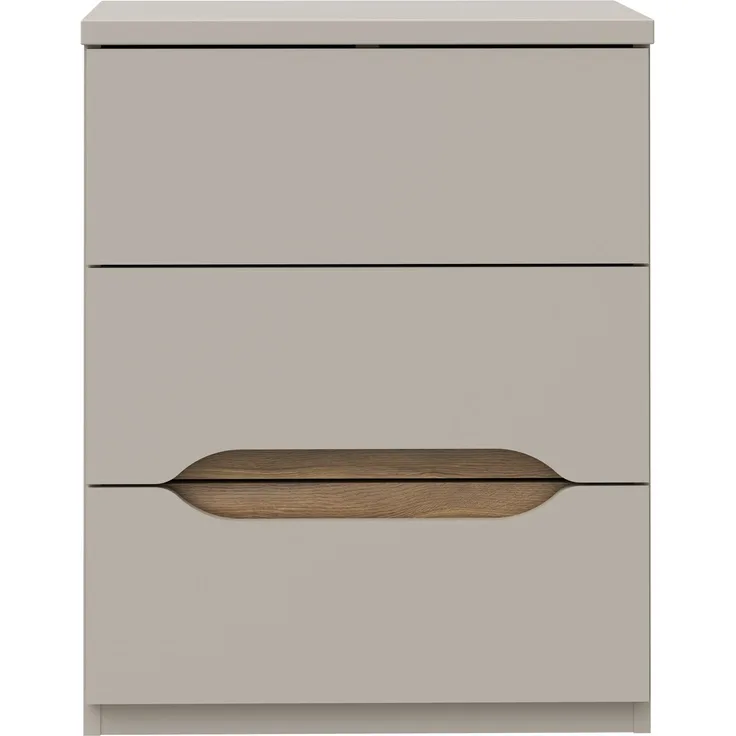 Nachtkommode >EDWAL< 3 Schübe, Sand / Mauvelle Eiche - 50,4x63,5x41,5cm (BxHxT)