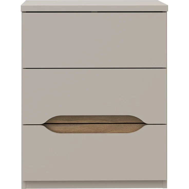 Nachtkommode >EDWAL< 3 Schübe, Sand / Mauvelle Eiche - 50,4x63,5x41,5cm (BxHxT) – Bild 1