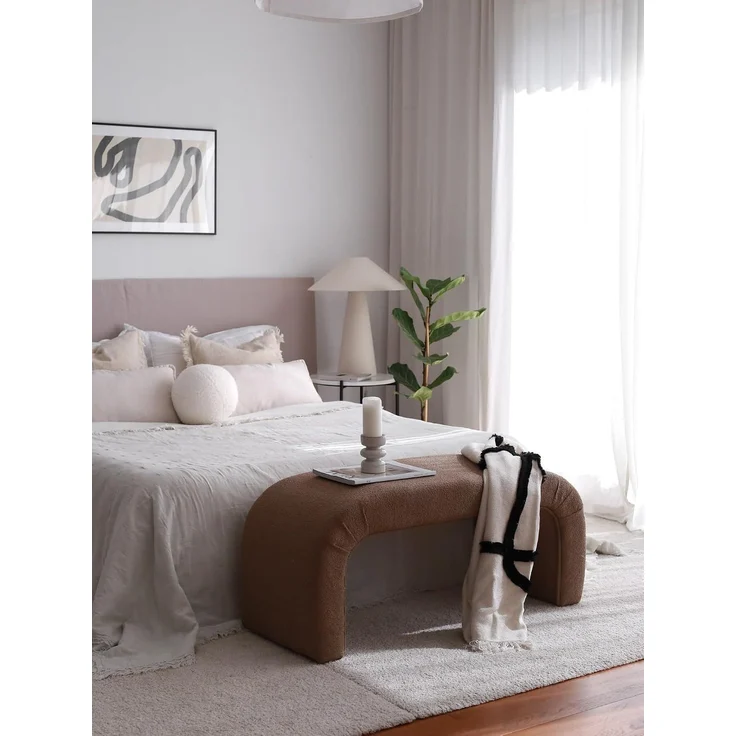 Atelier Del Sofa Stylish Pouffe with Beech Frame, 106 x 45 x 46 cm, 100% Polyester Teddy Fabric, Elegant Brown Color | Perfect for Living Room & Bedroom Decor – Bild 2