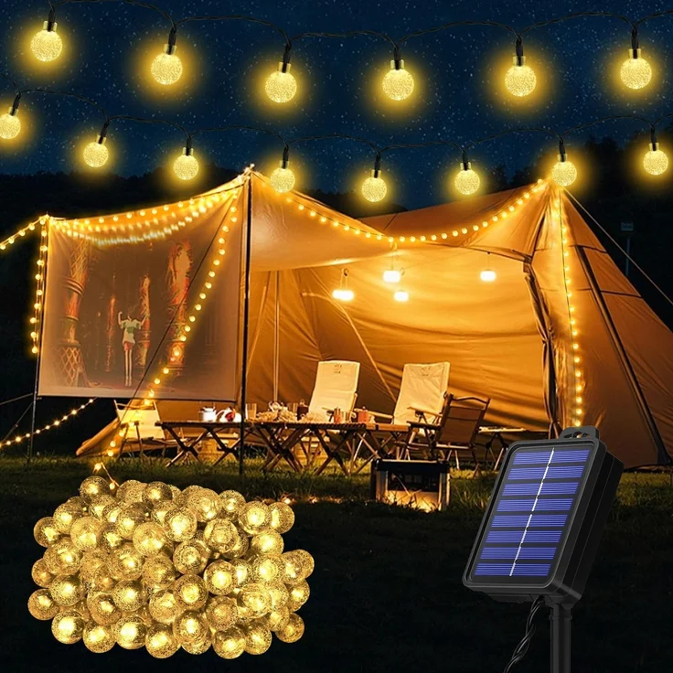 Realky Solarleuchten für den Außenbereich, Garten, 18 m, 100 LEDs, IP65 wasserdicht, 1000 mAh Batterie, Kristallkugel-Lichterkette, 8 Modi, Lichterkette für Garten, Pavillon, Hochzeit, Party, Ostern, – Bild 1
