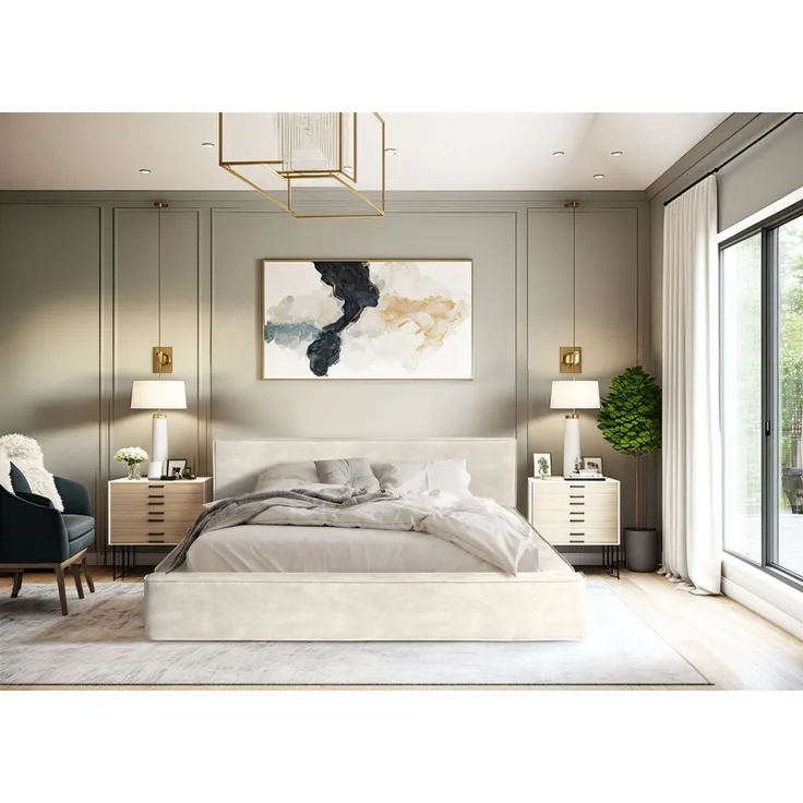 Polsterbett Doppelbett OMAHA 180x200cm Komplettset in Stoff Macau Pearl