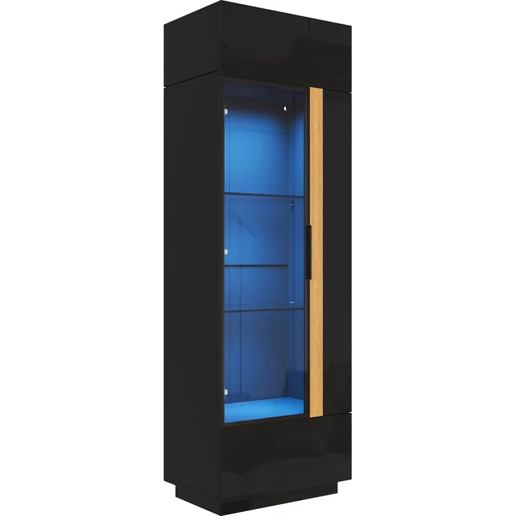 ZUBALIYA Vitrine (60 x 40 x 180 cm), LED - Beleuchtung, Glastüren, Aufbewahrung für Sammlerstücke, Geschirr und Dekoration, Schwarz – Bild 25