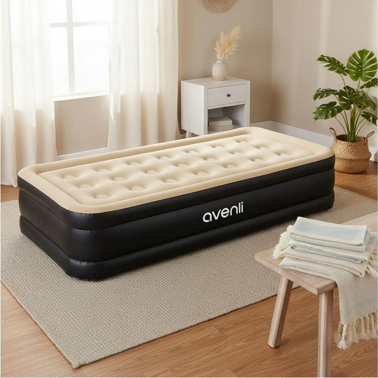 Avenli Luftmatratze aufblasbares Gästebett mit integrierter Elektropumpe Twin Size 196 x, (Gästebett Matratze aufblasbar mit integrierter Elektropumpe, 2-St, Reisebett mit Pumpe & Tragetasche), elektrisch mit weicher beflockter Oberfläche – Bild 3