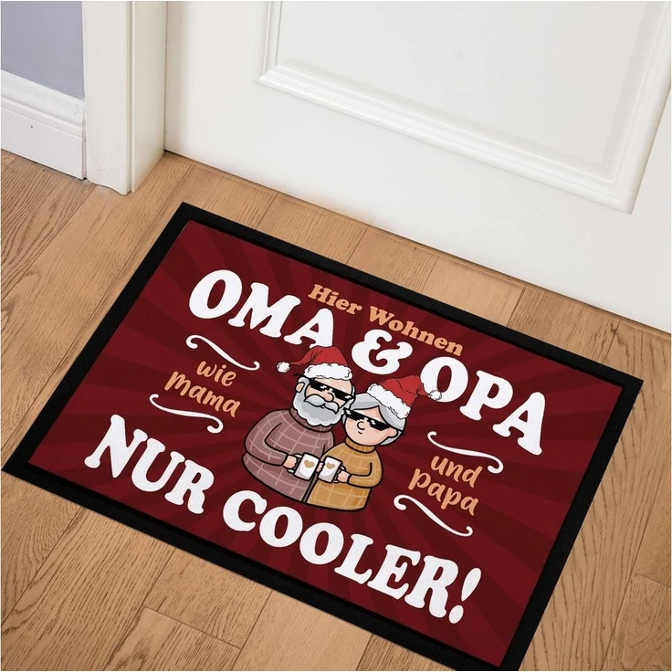 MoonWorks Fußmatte Fußmatte Geschenk Hier wohnen Oma und Opa Großeltern lustige, rechteckig – Bild 1