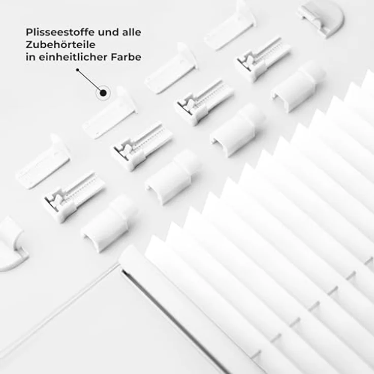 Sonello Plissee Klemmfix Faltrollo 95cm x 140cm, Weiß, blickdicht, ohne Bohren, Sicht- und Sonnenschutz für Tür & Fenster – Bild 2