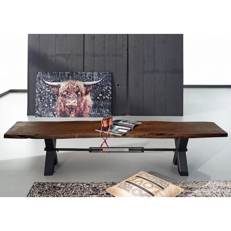 Bank Akazie 180x38x46 braun lackiert IRON LABEL #156 – Bild 3
